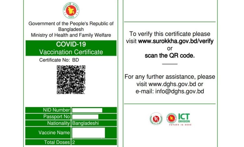 corona vaccine certificate